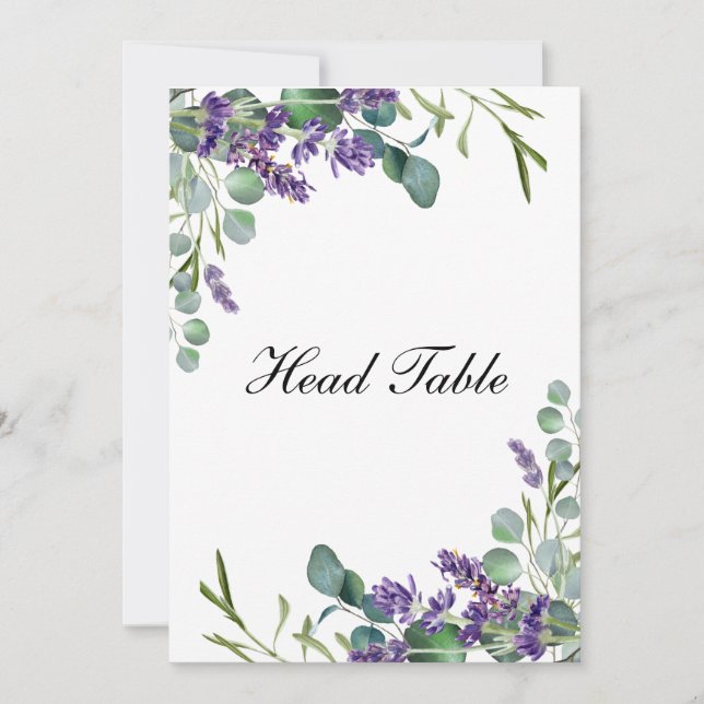 Cartões de Mesa de Cabeceira de Casamento Lavanda  (Frente)
