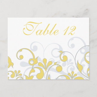 Cartões de Mesa de Casamento Amarelo, Cinza e Bran