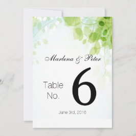 Cartões de Mesa de Casamento Aquarela Folhas de Pr
