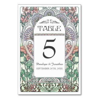 Cartões de Mesa de Casamento Art Nouveau (Set #3)