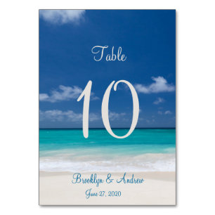 Cartões de Mesa de Casamento Blue Beach