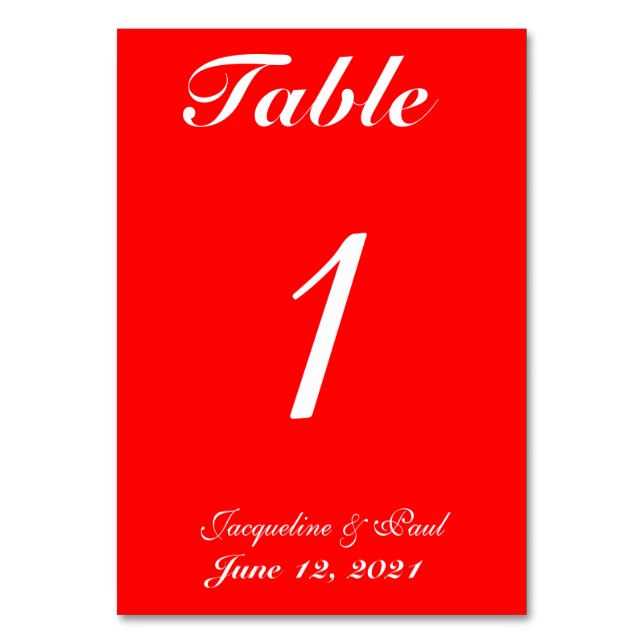 Cartões de Mesa de Casamento Branco Vermelho Brilh (Frente)