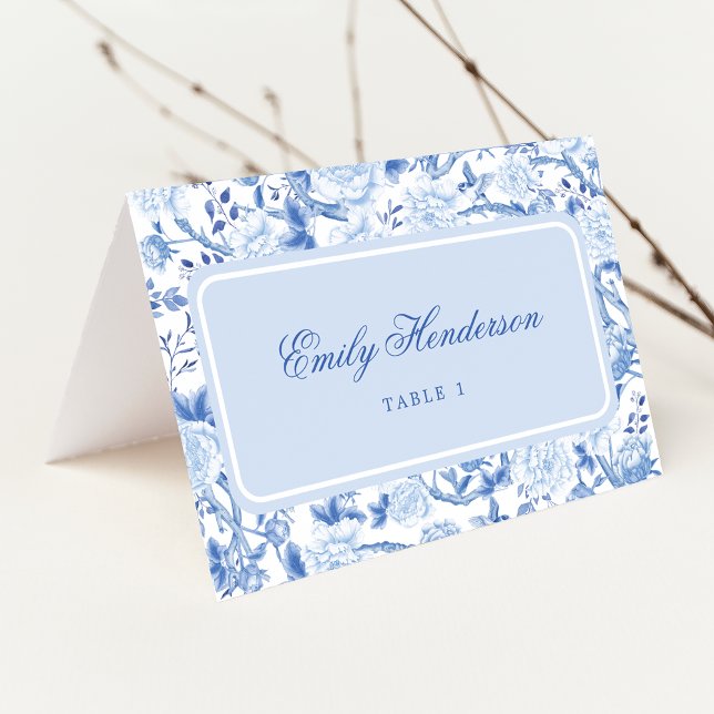 Cartões de Mesa de Casamento Clássico Azul Chinois (Criador carregado)