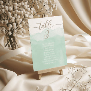 Cartões de Mesa de Casamento com Aquarela Verde Su