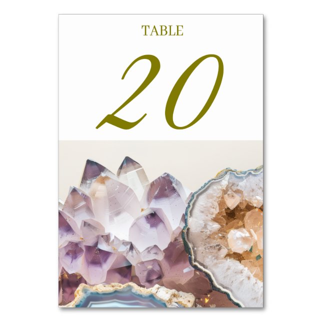 Cartões de Mesa de Casamento com Cristal de Geodo (Frente)