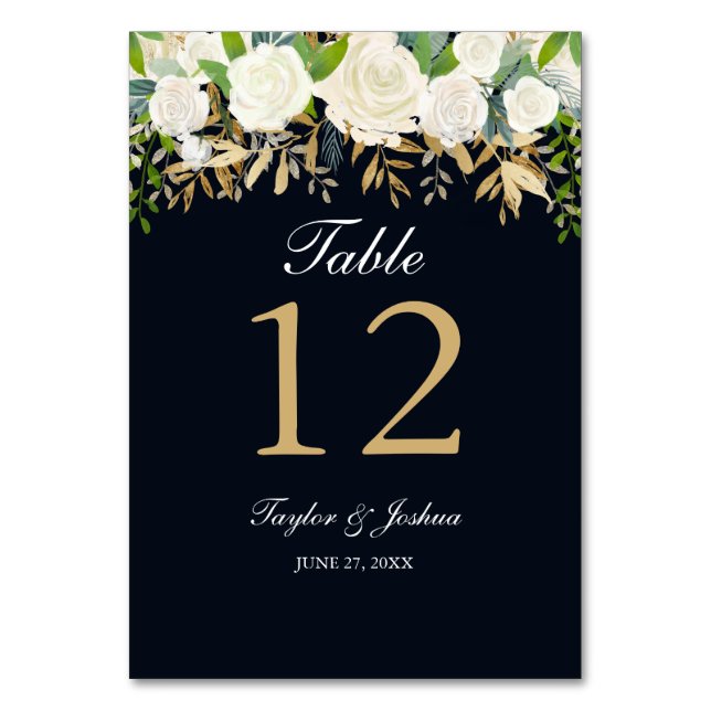 Cartões de Mesa de Casamento com Floral Água-tinta (Frente)