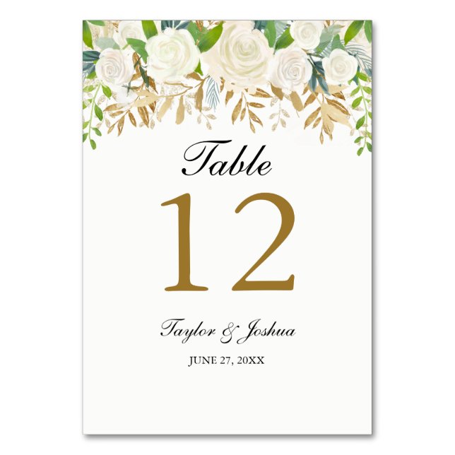 Cartões de Mesa de Casamento com Folhas Florais Do (Frente)