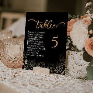Cartões de Mesa de Casamento com Tipografia Botâni