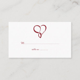 Cartões de Mesa de Casamento de Coração Red Love