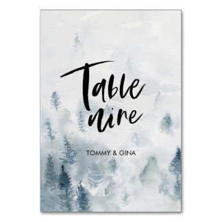 Cartões de mesa de Casamento de Floresta de Aquare