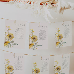 Cartões de Mesa de casamento de girassol