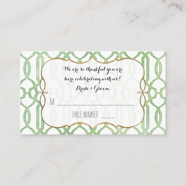 Cartões de Mesa de Casamento de Jardim Verde (Frente)
