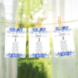 Cartões de Mesa de Casamento de Porcelana Azul