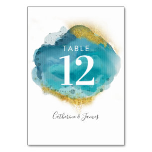 Cartões de mesa de Casamento de Praia Azul e Doura