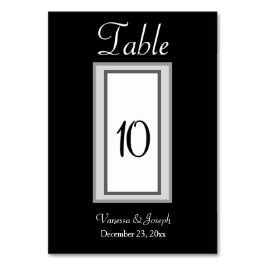 Cartões de Mesa de Casamento de Prata Branca Negra