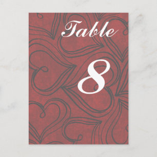 Cartões de Mesa de Casamento do Coração Vermelho C