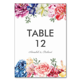 Cartões de mesa de Casamento Floral de Watercolor