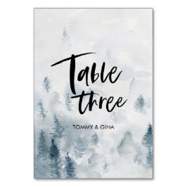 Cartões de mesa de Casamento Florestal de Aquarela