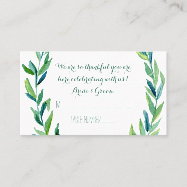 Cartões de Mesa de Casamento Laurel Olive Leaf Wre (Frente)