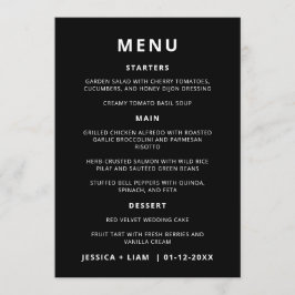 Cartões de Mesa de Casamento Preto Minimalistas