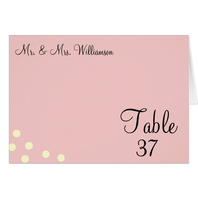 Cartões de Mesa de Casamento rosa Cream Polka Dots (Frente horizontal)