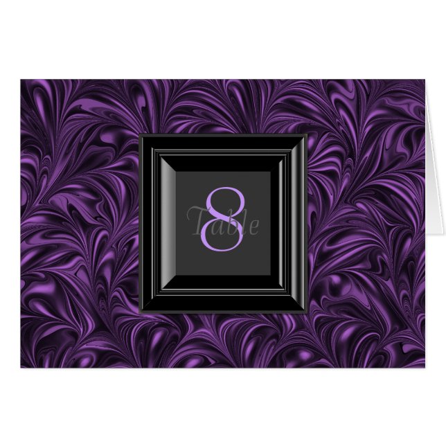 Cartões de Mesa de Casamento Roxo e Negro (Frente horizontal)