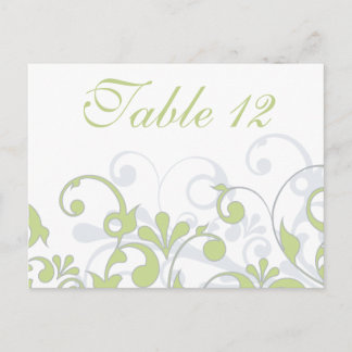 Cartões de Mesa de Casamento Verde, Cinza e Branco