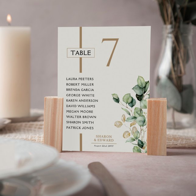 Cartões de Mesa de Casamento Verde Eucalyptus (Criador carregado)