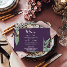 Cartões de Mesa de Casamento Verde Roxo Moderno