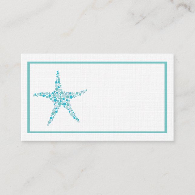 Cartões de Mesa de Caserna Aqua Turquoise Starfish (Frente)