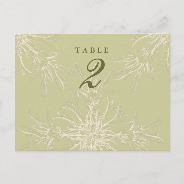 Cartões de Mesa de Convidado Floral Antigos (Frente)