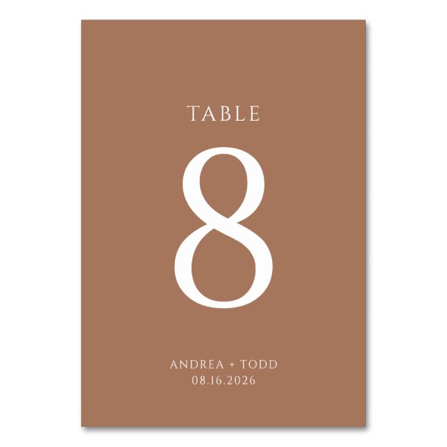 Cartões de Mesa de Cores Simples para Casamento Rú (Frente)