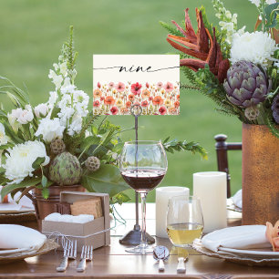 Cartões de Mesa de flor selvagem Número nove