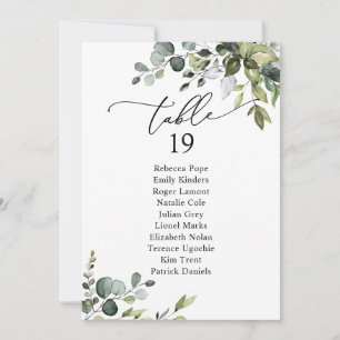 Cartões de Mesa de Gráficos de Casamento com Verde