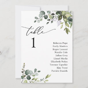 Cartões de Mesa de Gráficos de Casamento Verde Ele