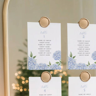 Cartões de Mesa de Hortênsia Azul com Nomes dos Co