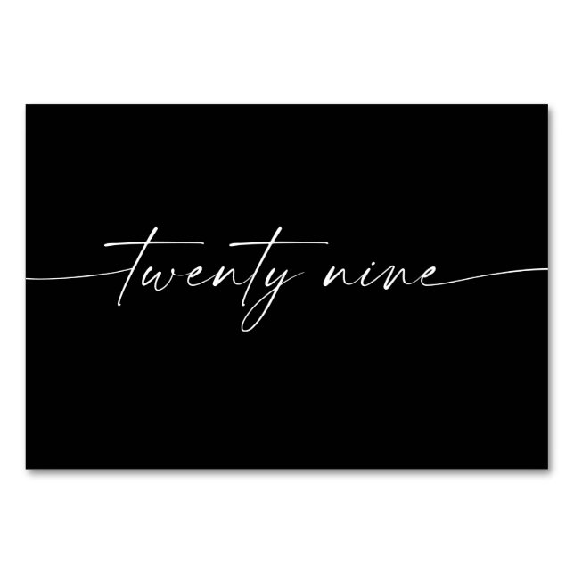 Cartões de Mesa de Script Mínimo Elegante Número 2 (Frente)