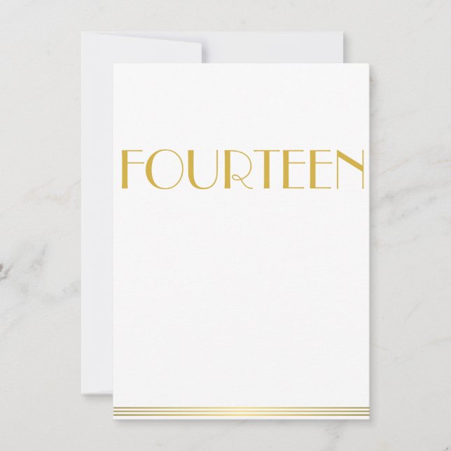Cartões de Mesa do Grande Gatsby Dourados Quatorze (Frente)