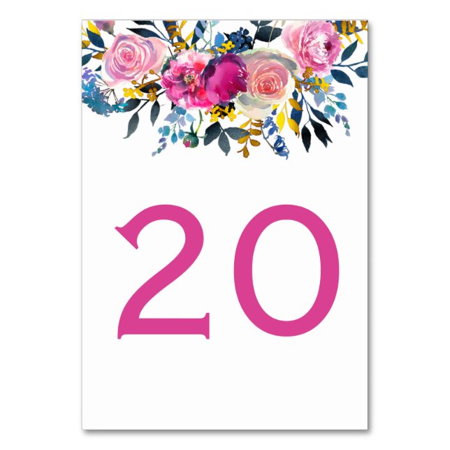 Cartões de Mesa Floral de Aquarela (Frente)