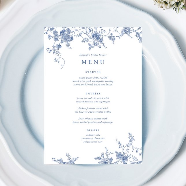 Cartões de Mesa Floral de Casamento Azul (Criador carregado)