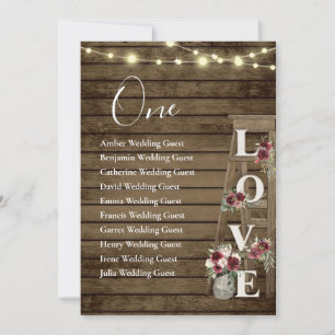 Cartões de Mesa Floral de Madeira Burgundy