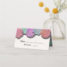 Cartões de mesa Floral Mexicano Fiesta Mandala