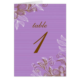 Cartões de Mesa Floral, púrpura e castanha