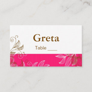 Cartões de Mesa Floral Quente, Rosa e Castanho