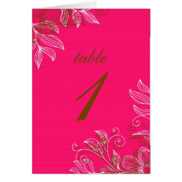 Cartões de Mesa Floral, Rosa-Quente e Castanho