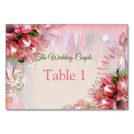 cartões de mesa Fuchsia Protea's - Bege e Dourado