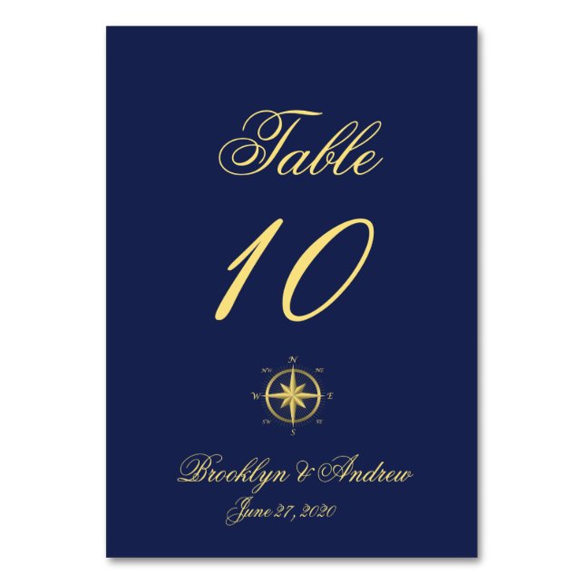 Cartões de Mesa Náutica Azul (Frente)