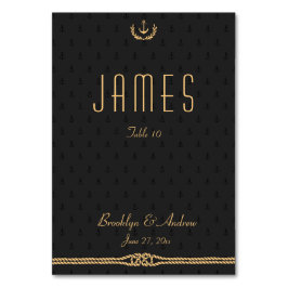 Cartões De Mesa Náutica Pretos E Dourados