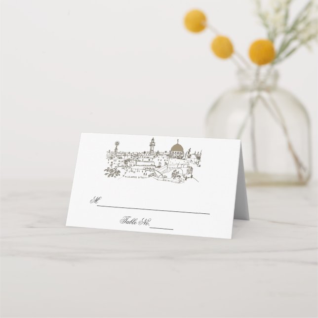 Cartões de Mesa para a vista em Jerusalém (Frente)