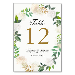 Cartões de Mesa para Casamento com Coroa de Aquare